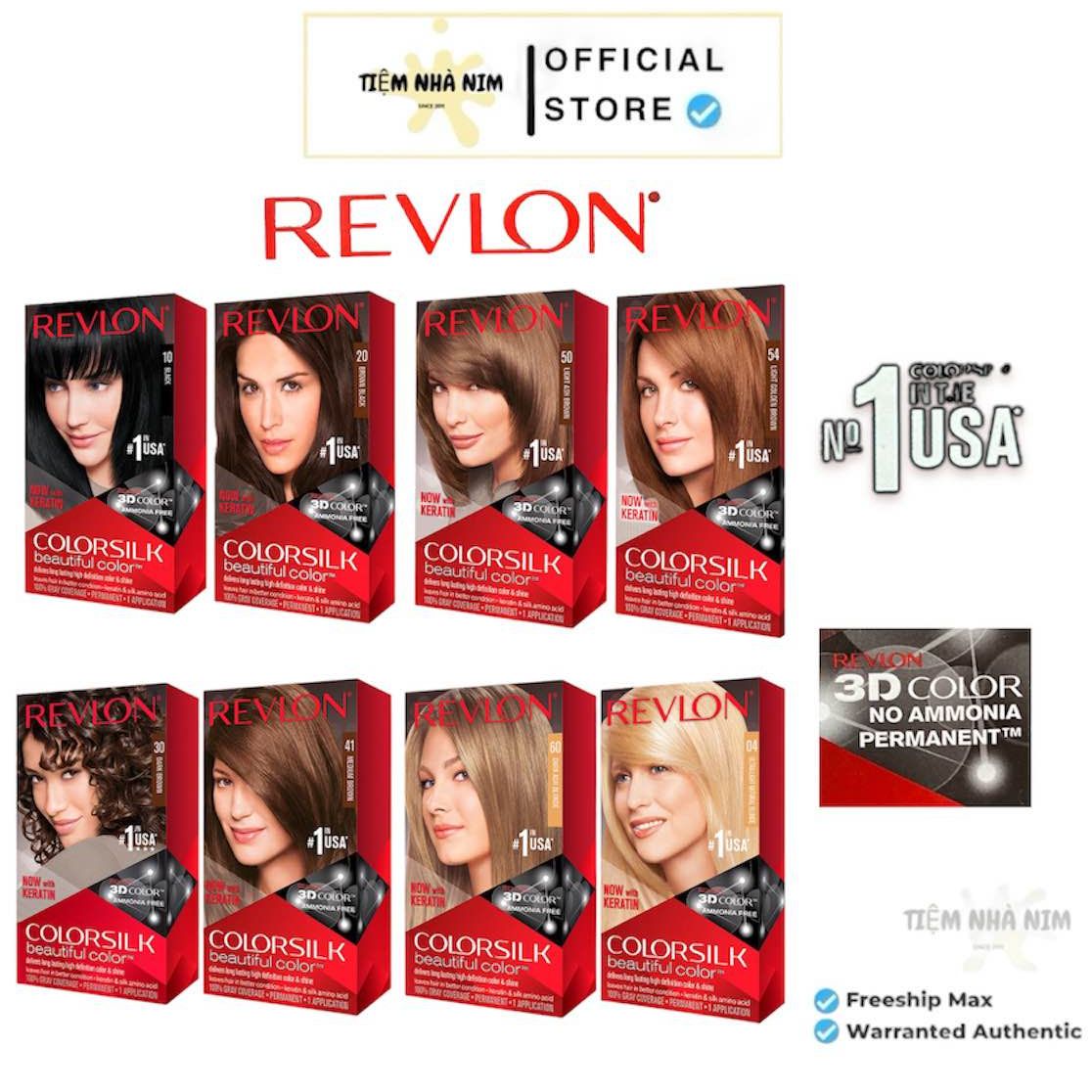 THUỐC NHUỘM TÓC REVLON 3D COLORSILK.