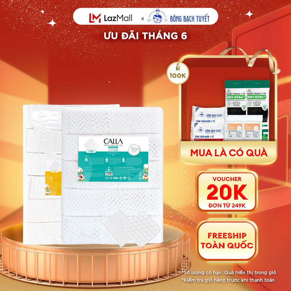 Combo 2 bịch bông tẩy trang bông bạch tuyết calla sạch sâu & mềm mịn 1kg