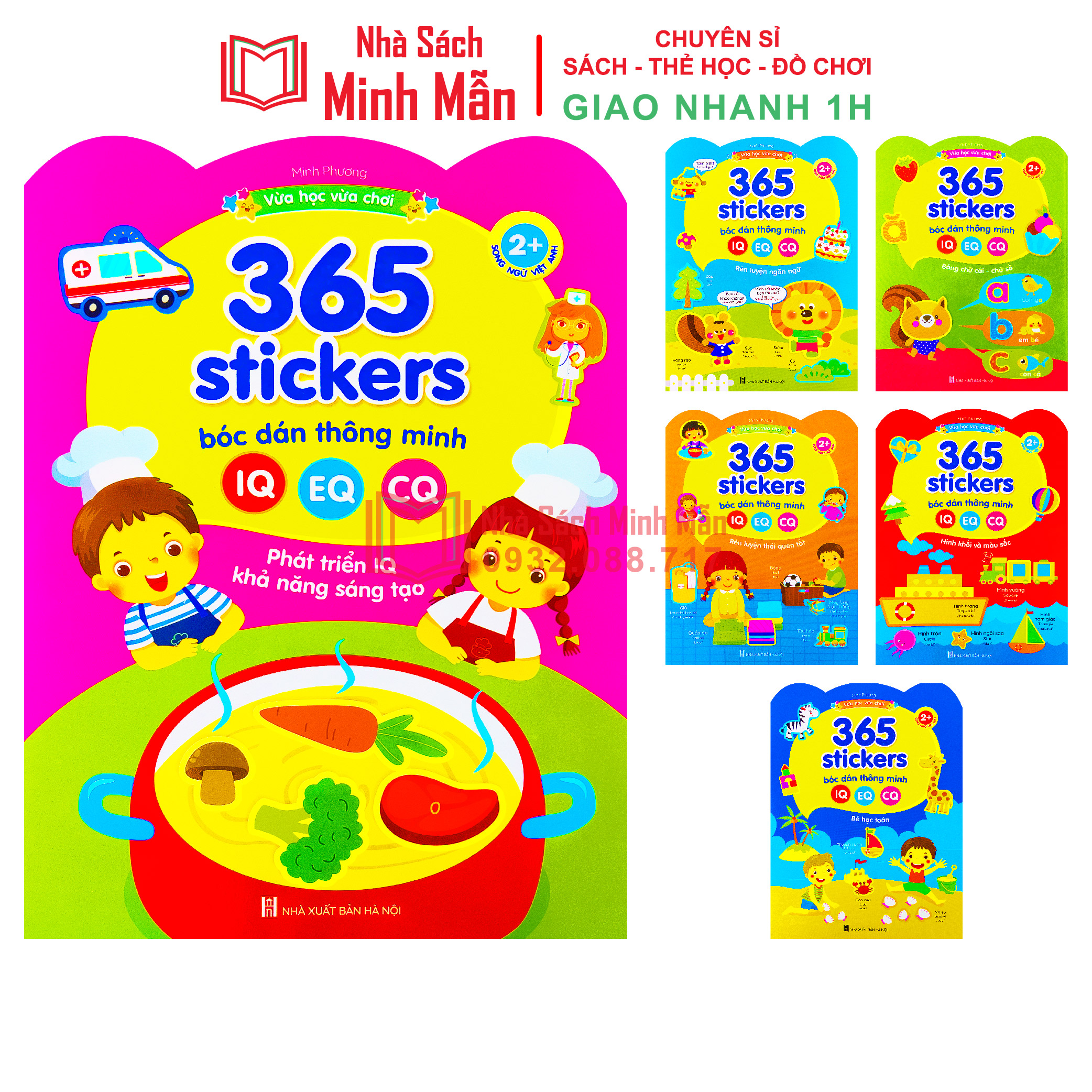 Sách - 365 stickers Bóc dán thông minh song ngữ Việt Anh dành cho trẻ từ 2-6 tuổi (Bộ 6 cuốn)