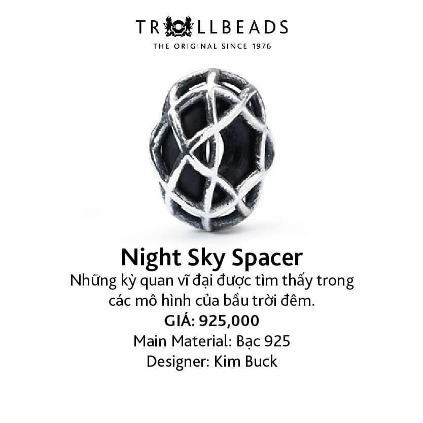 Trollbeads bead bạc cao cấp night sky spacer