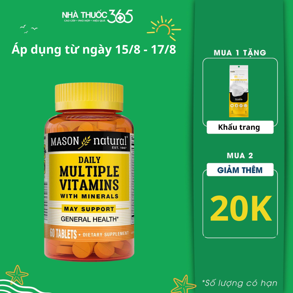 Viên Uống Hỗ Trợ Sức Khoẻ MASON NATURAL Daily Multiple Vitamins Whith