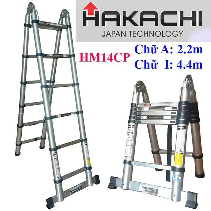Thang nhôm rút chữ a hakachi hm14cp - cao 2.2m
