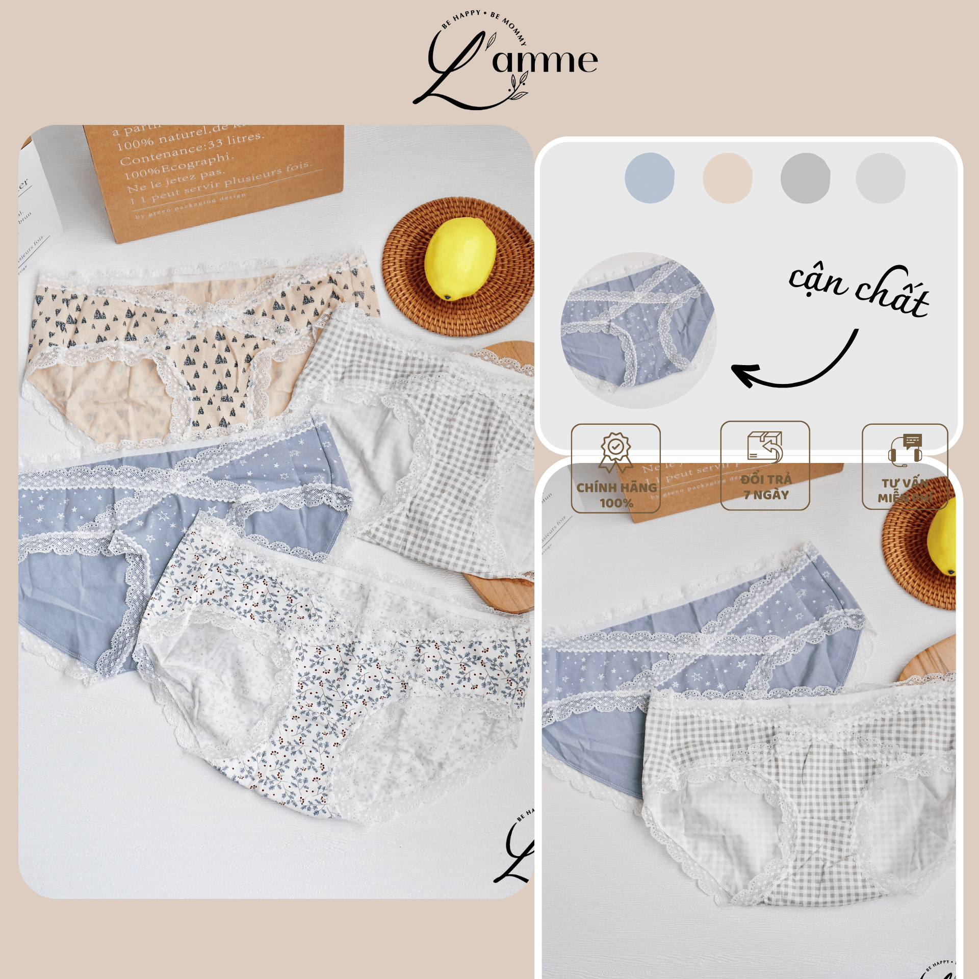 Quần lót bầu set hoa nhí, 1 set 4 chiếc, mát nhẹ thông khí cho các mẹ bầu sản phẩm được nhập bởi LAMME