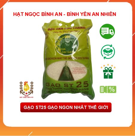 Gạo st25 - gạo đặc sản thơm ngon - bao 5kg
