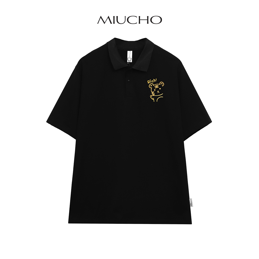 Áo polo nữ form rộng, áo thun polo nữ có cổ đẹp chất cotton form unisex PL039 Miucho in họa tiết