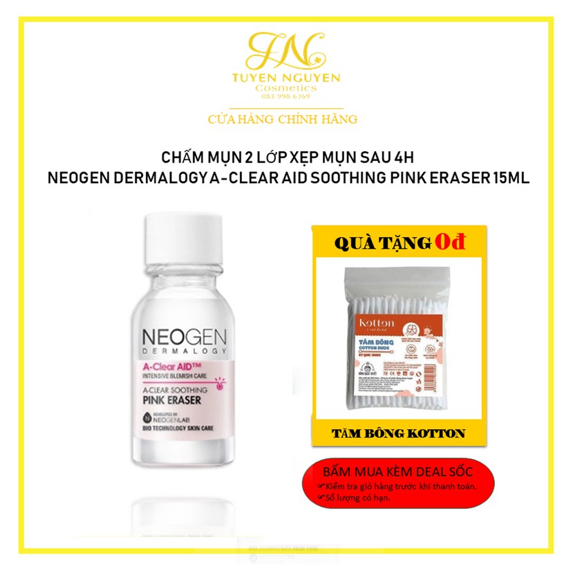 Chấm mụn 2 lớp xẹp mụn sau 4h neogen dermalogy a-clear aid soothing pink eraser 15ml