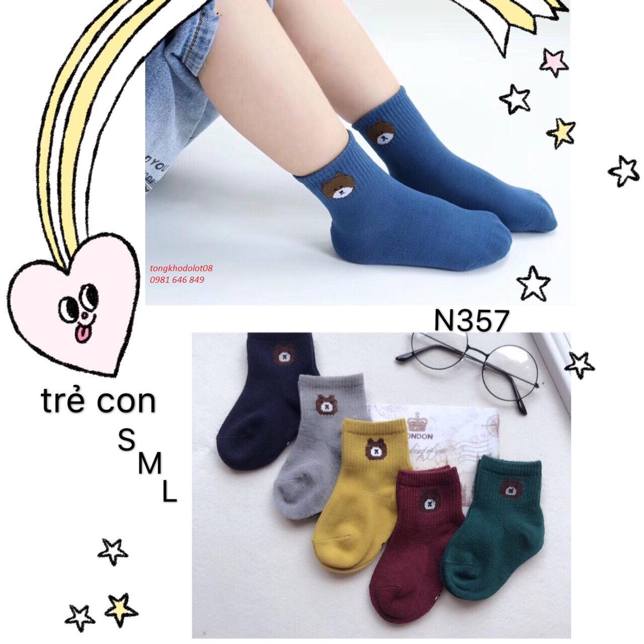 10 đôi tất gấu cho bé 1-6 tuổi