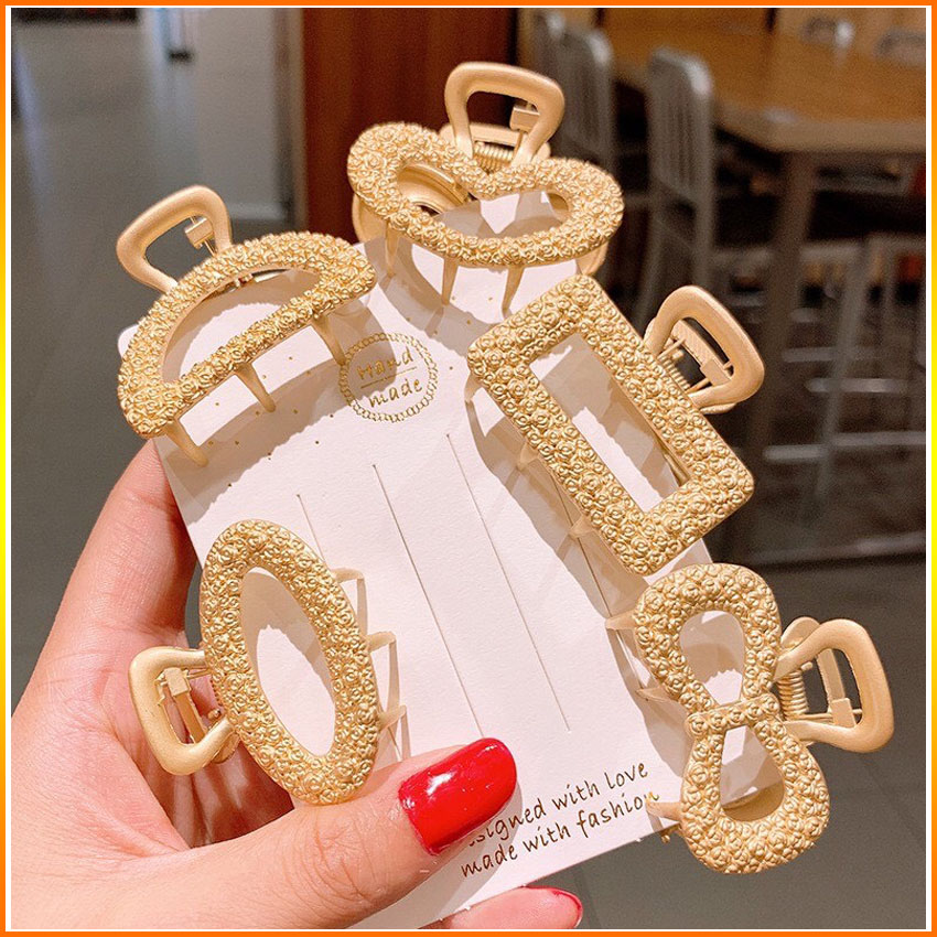 [Hot trend] Set 5 kẹp tóc càng cua Hàn Quốc xi vàng cực đẹp cho các nàng-Lutamaly