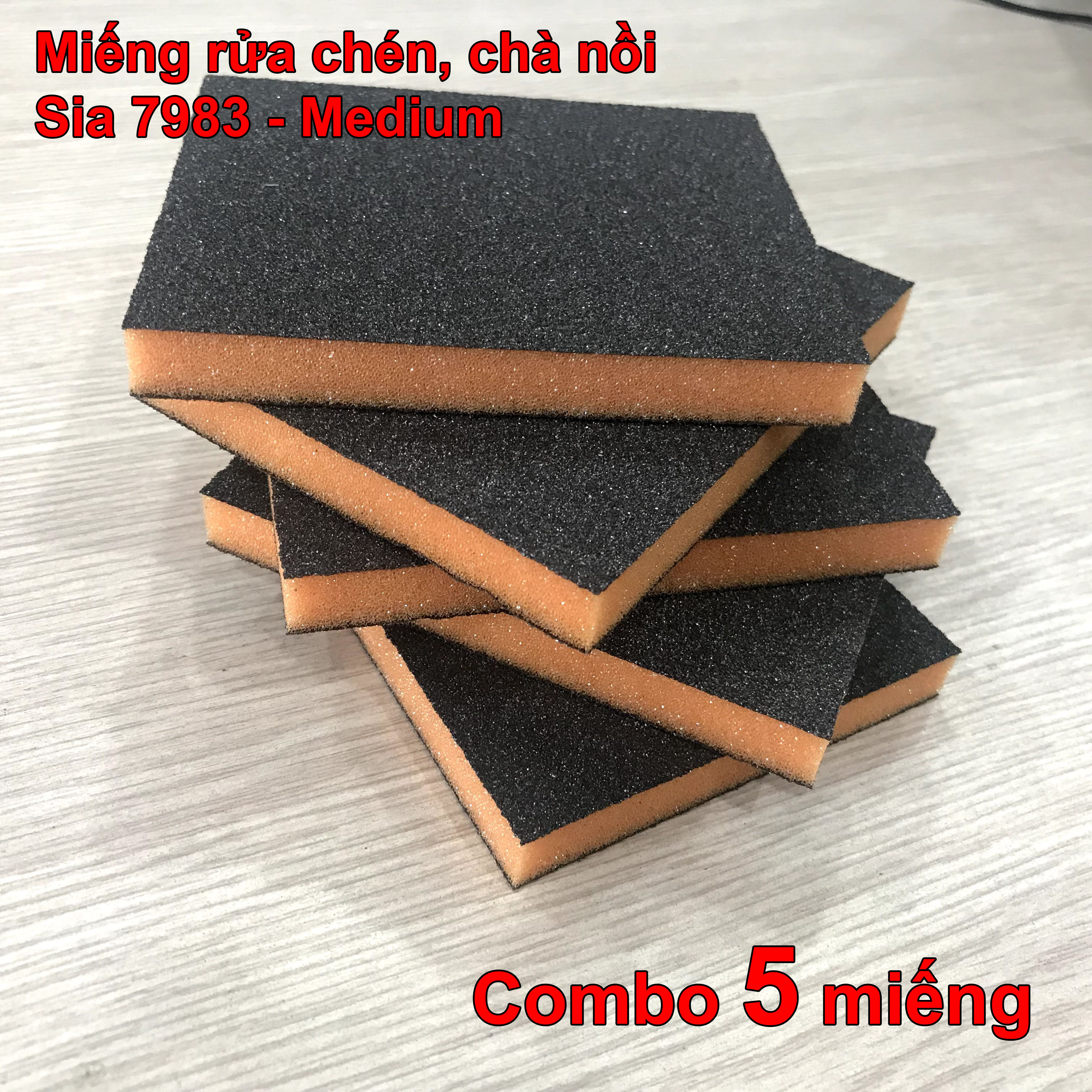 Miếng rửa chén, chà nồi Sia 7983/9218 Medium (Combo 5 miếng)