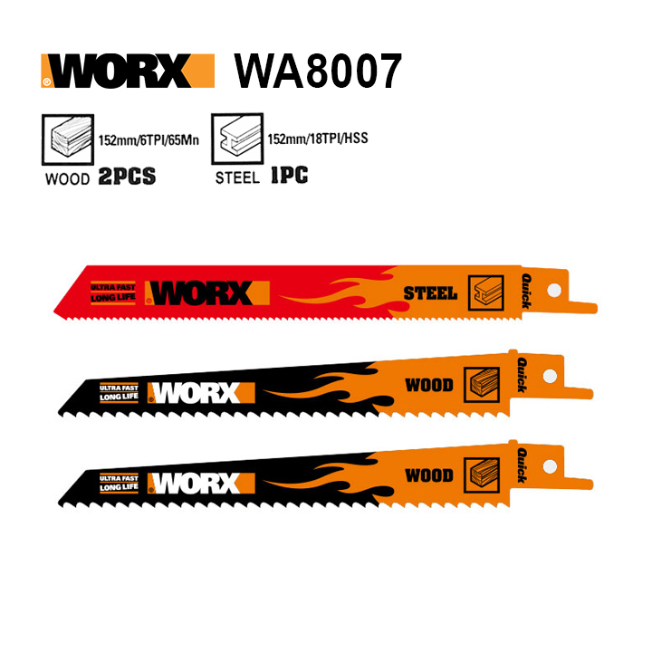Combo 3 lưỡi cưa kiếm gỗ, kim loại 152 mm worx wa8007