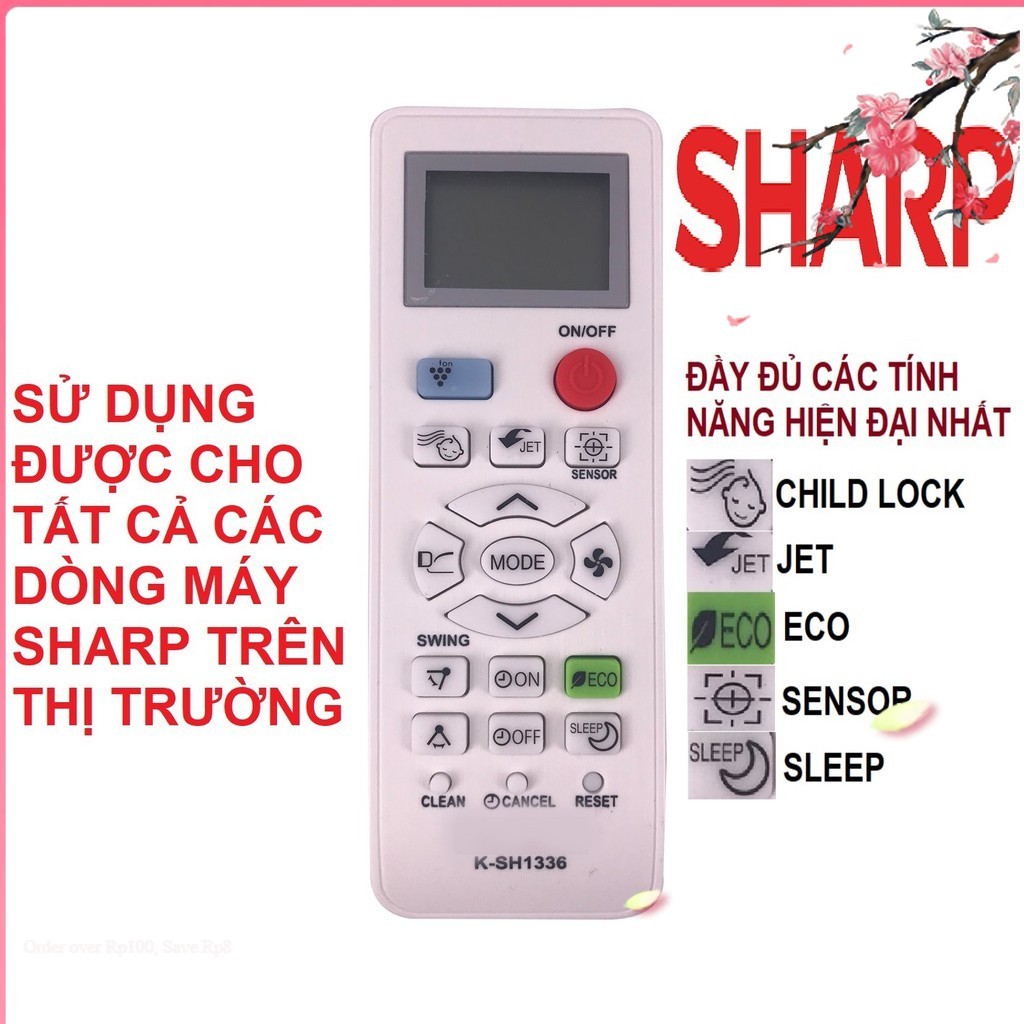Remote máy lạnh sharp k-sh1336 - điều khiển điều hòa sharp k-sh1336
