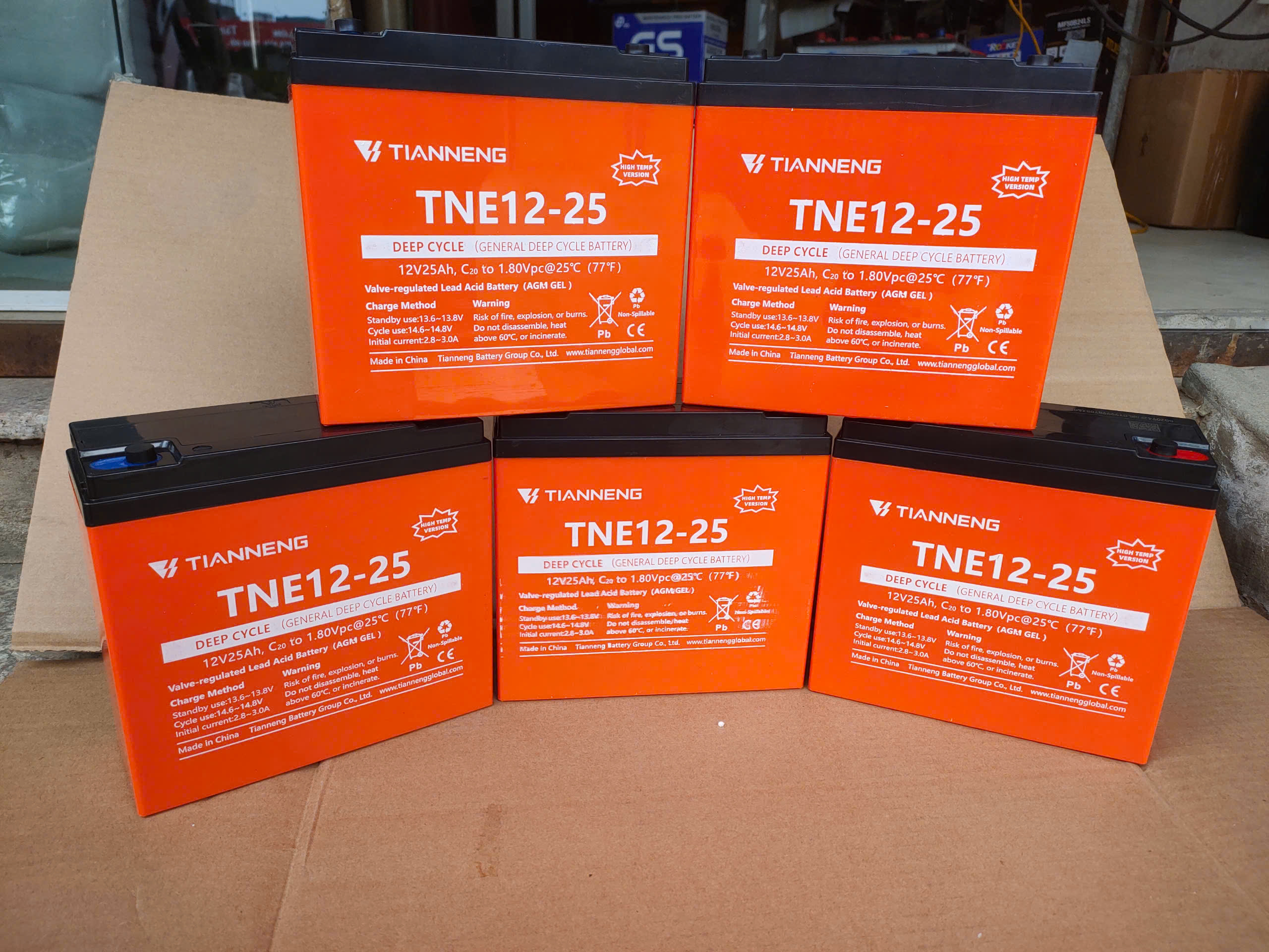 Bộ 5 bình ắc quy xe máy điện 60V-25Ah TIANNENG TNEH12-25- Ắc quy Thiên Năng số 1 Trung Quốc