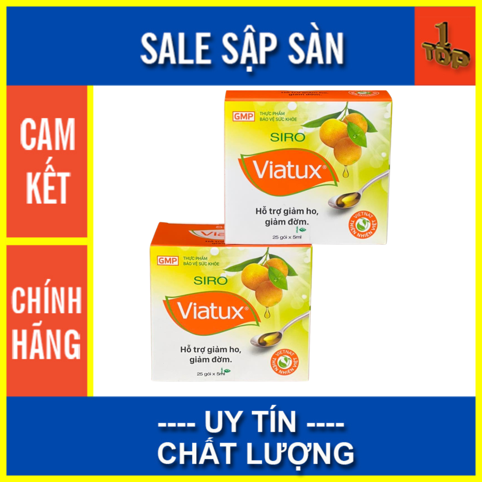 Viatux Syrup (25 Packs) Relieves Coughs, Dry Coughs, and Coughs with Phlegm - Top 1 Pharmacy