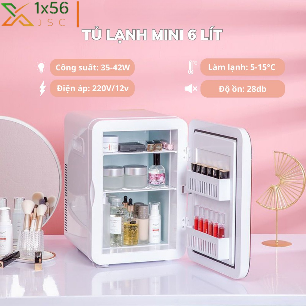 Tủ Lạnh Đựng Mỹ Phẩm Mini, Tủ Để Ô Tô Dung Tích Lớn 6 Lít, Tiết Kiệm Điện Làm Lạnh Nhanh, Thiết Kế Nhỏ Gọn Thích Hợp Để Phòng Ngủ, Ô Tô