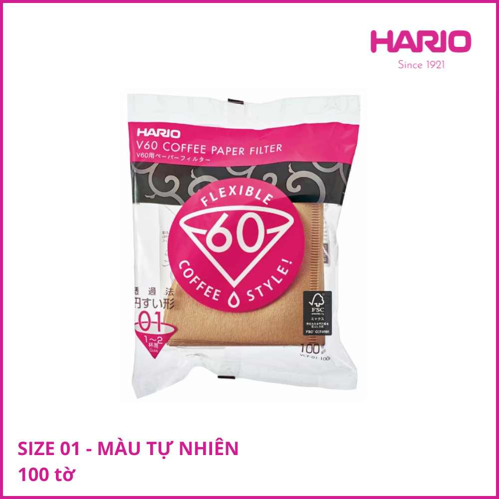 Giấy lọc cà phê hario v60 100 tờ - v60 paper filter 01 m 100 sheets vcf-01-100m