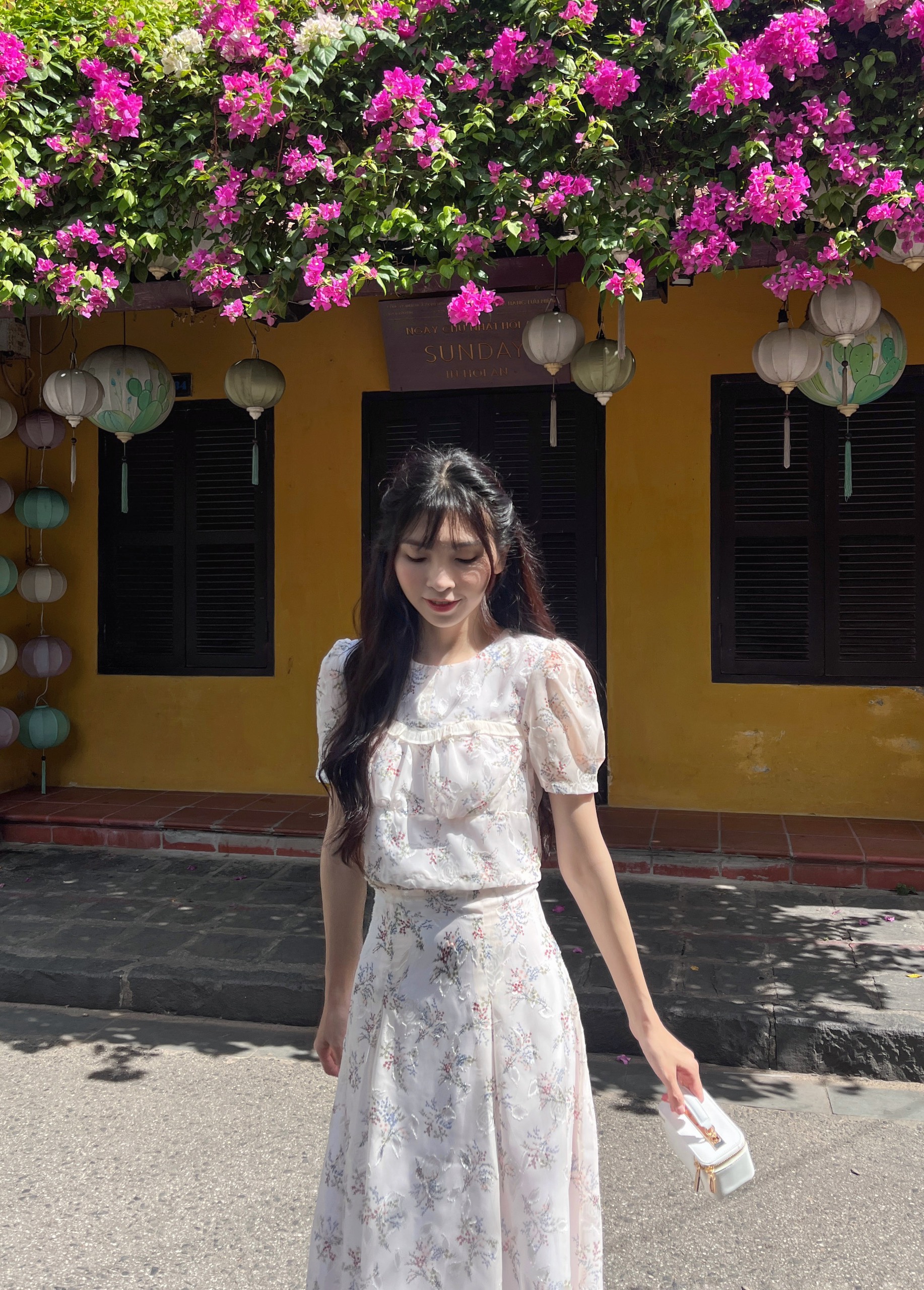 Set Áo & Váy tiểu thư xinh xắn TANA màu trắng kem
