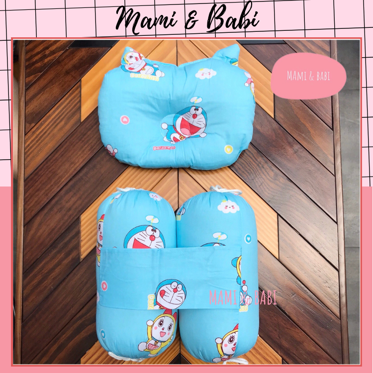 Bộ gối chặn cotton kèm gối nằm cho bé