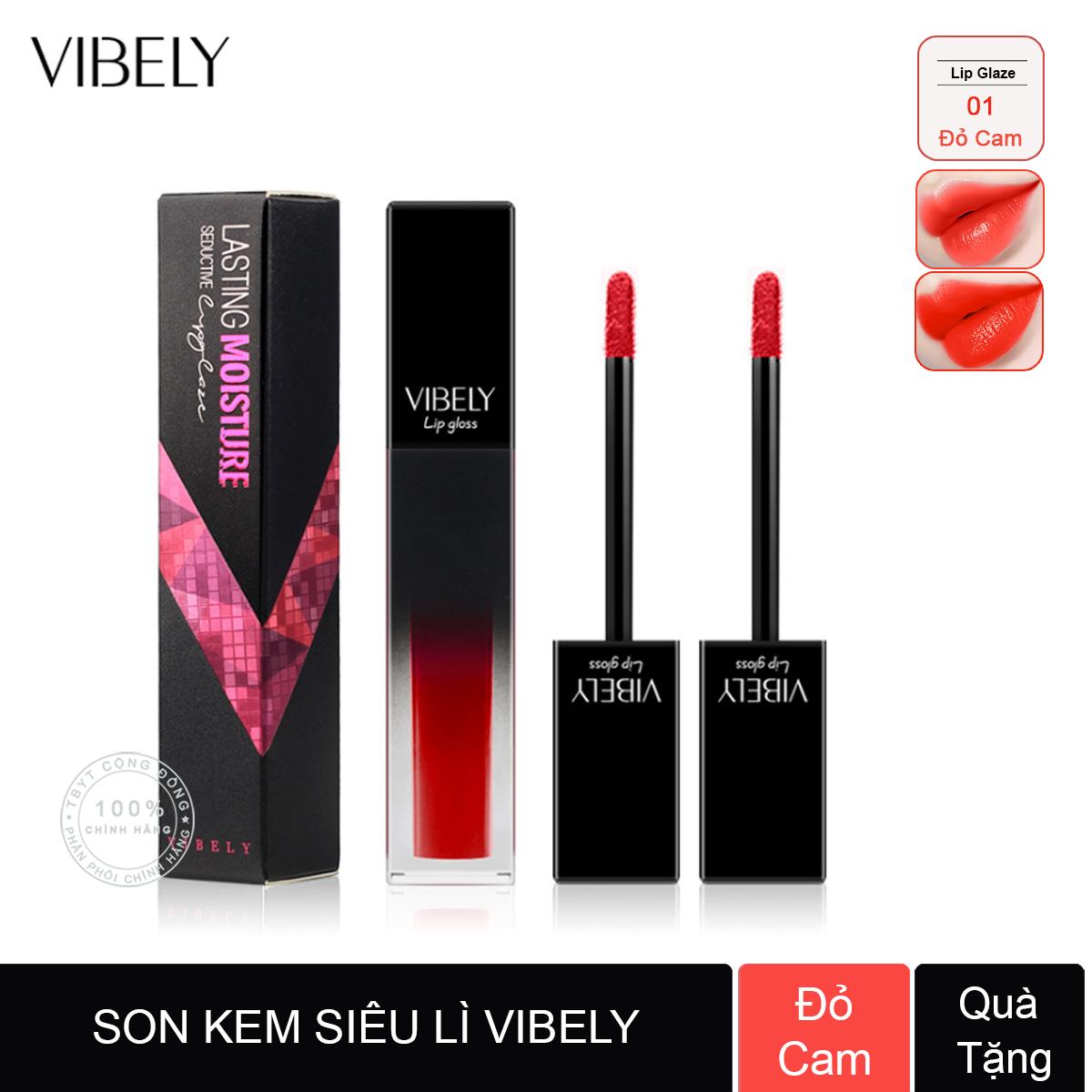 Combo 2 thỏi Son kèm siêu lì Vibely Lasting Moisture cao cấp + Tặng bút chì kẻ lông mày ( Đơn hàng mỹ phẩm trên 300k tặng thêm 1 đồng hồ thể thao như quảng cáo )