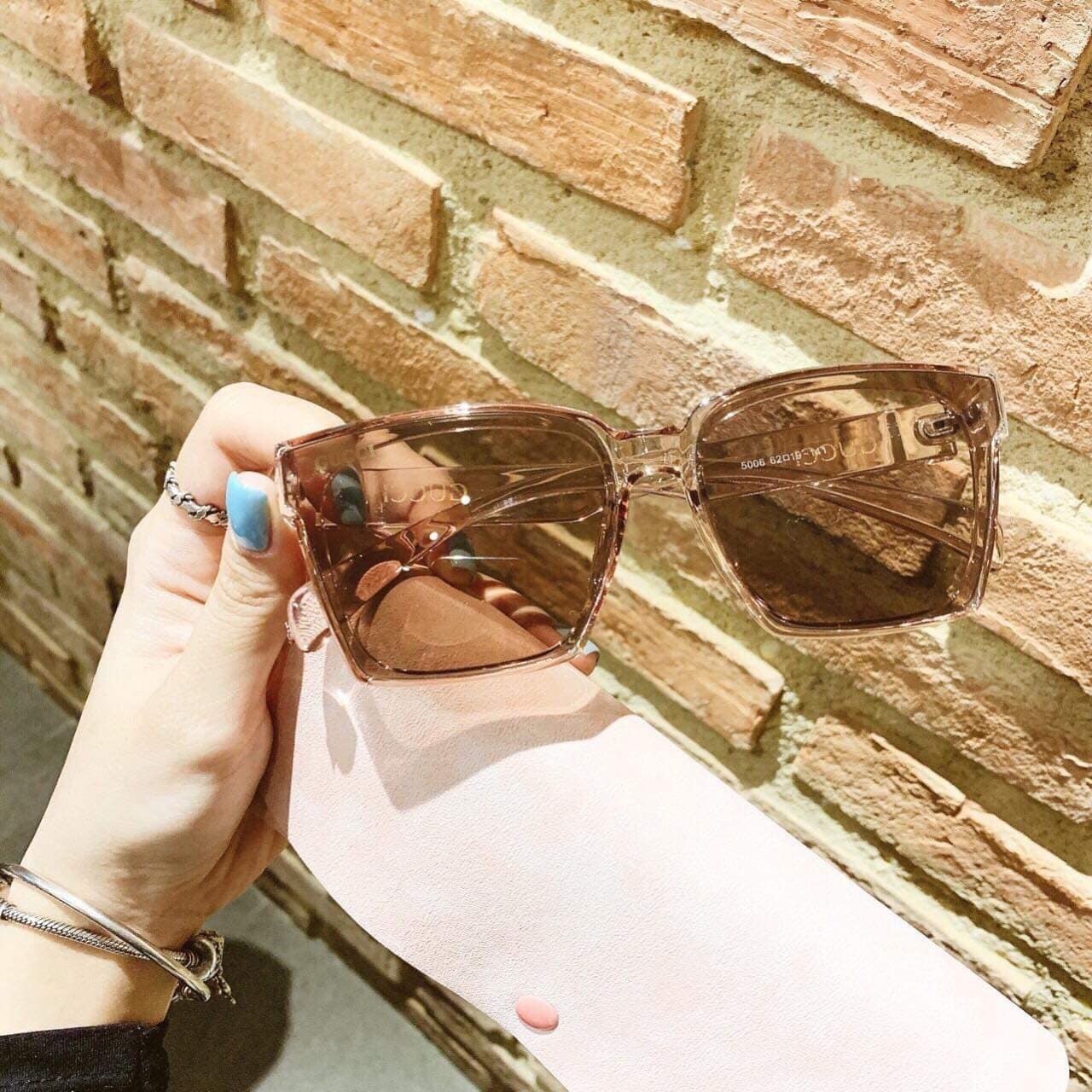 Mắt Kính Râm Nữ Mặt Vuông Chống Nắng, Kính Mắt Đi Đường Màu Nâu Đi Ngày Đêm Tiện Lợi