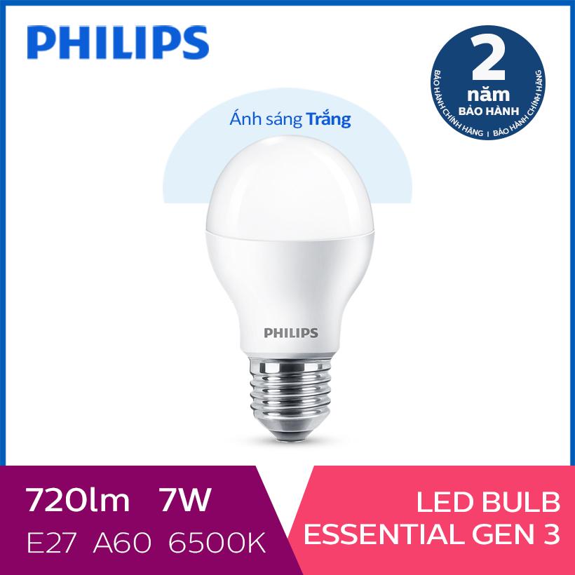 Bóng đèn philips led essential gen3 7w 6500k e27 a60 - ánh sáng trắng