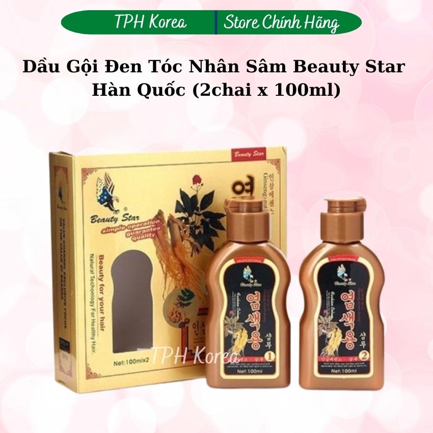 Dầu Gội Đen Tóc Phủ Bạc Nhân Sâm Hàn Quốc Hộp 2 Chai x 100ml - TPH Korea