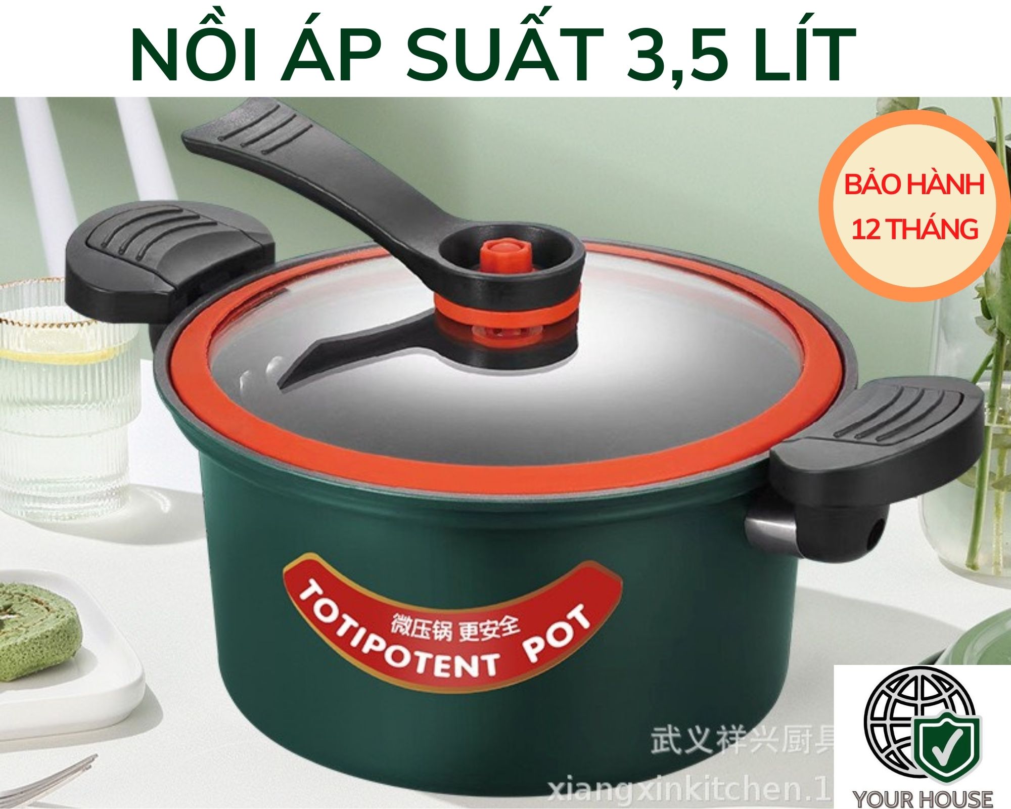 Nồi áp suất các loại bếp gas, điện, từ - dung tích 3,5 lít -22cm - BẢO HÀNH 12 THÁNG