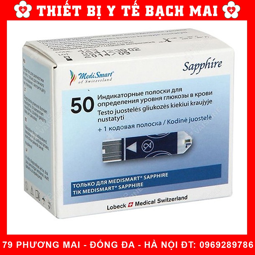 Que Thử Đường Huyết MediSmart Sapphire - hộp 50 que