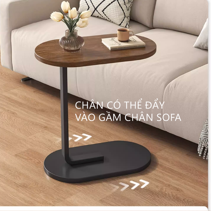 Bàn trà sofa phong cách tối giản có thể đẩy chân vào gầm ghế sofa, kệ sách đầu giường chân sắt đen 20x40 uốn GM108