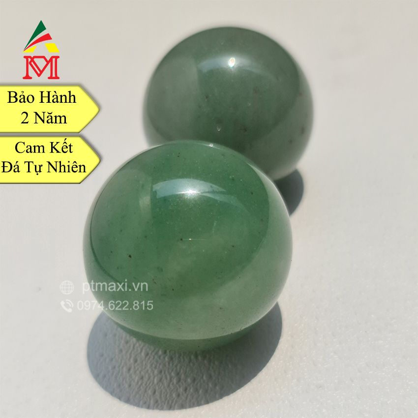 Cặp Bi Lăn Tay Đá Thạch Anh Xanh Tự Nhiên 40mm. Hợp Mệnh Hoả, Mộc