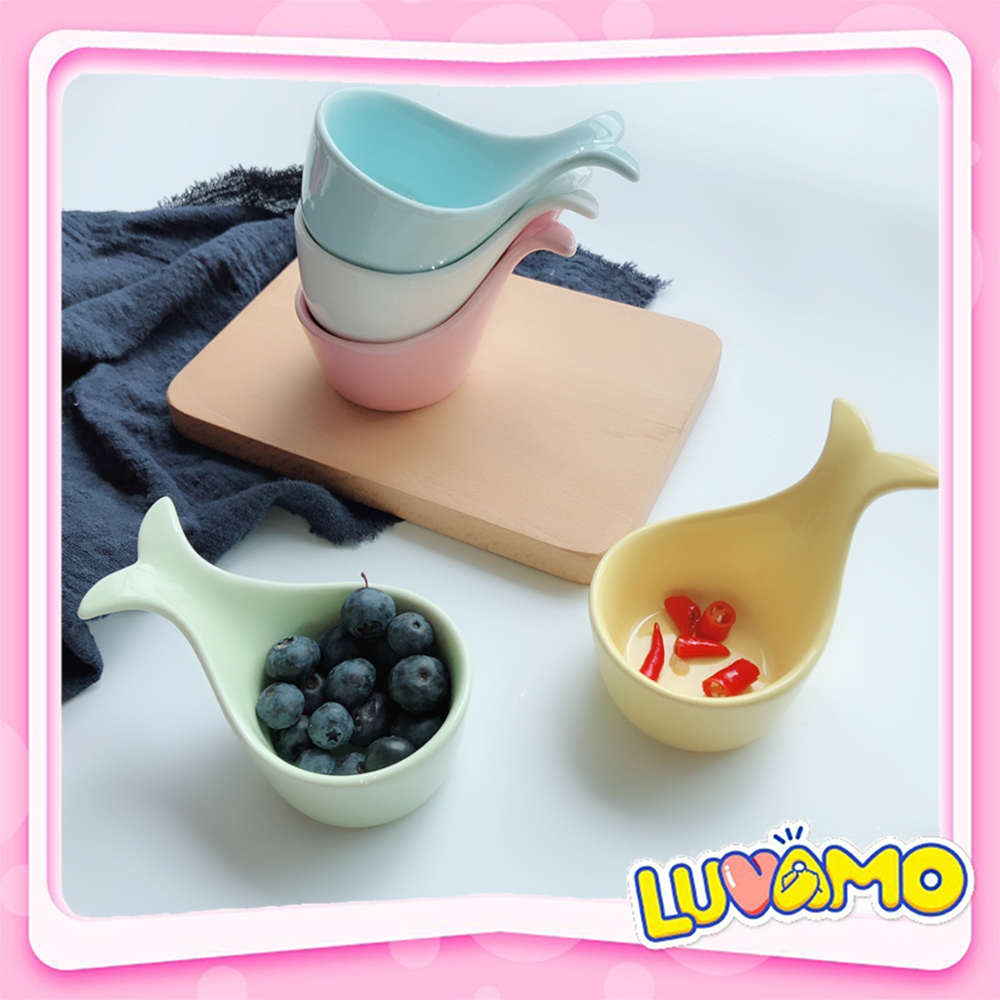 Bát ăn dặm gốm sứ kiểu Nhật cao cấp hình con cá Luvamo, chất liệu và thiết kế an toàn cho trẻ, cam kết sản phẩm như mô tả