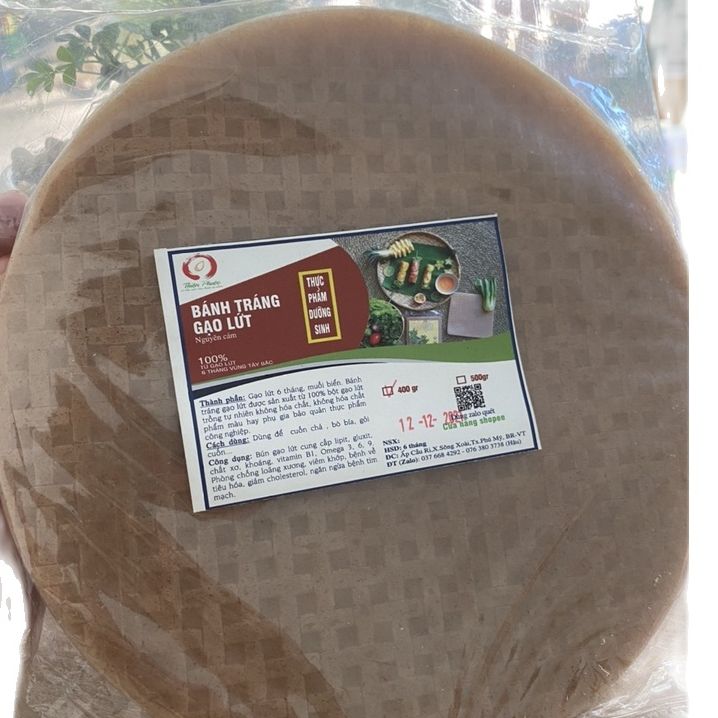 Bánh tráng gạo lứt đỏ hữu cơ - 400gr