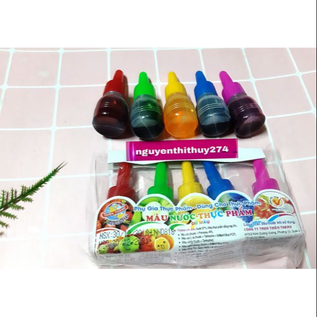 Set 5 màu thực phẩm nguyên liệu làm slime