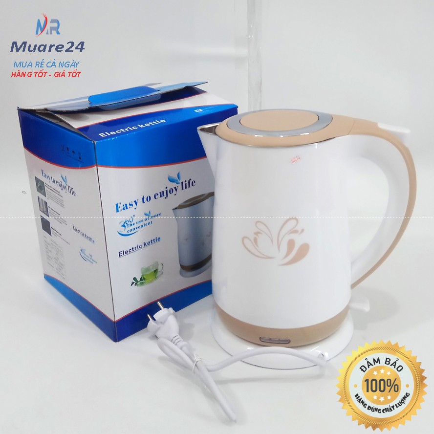 Ấm siêu tốc ấm đun nước cao cáp 2 lớp inox 304 ps c10 bảo hành 12tháng