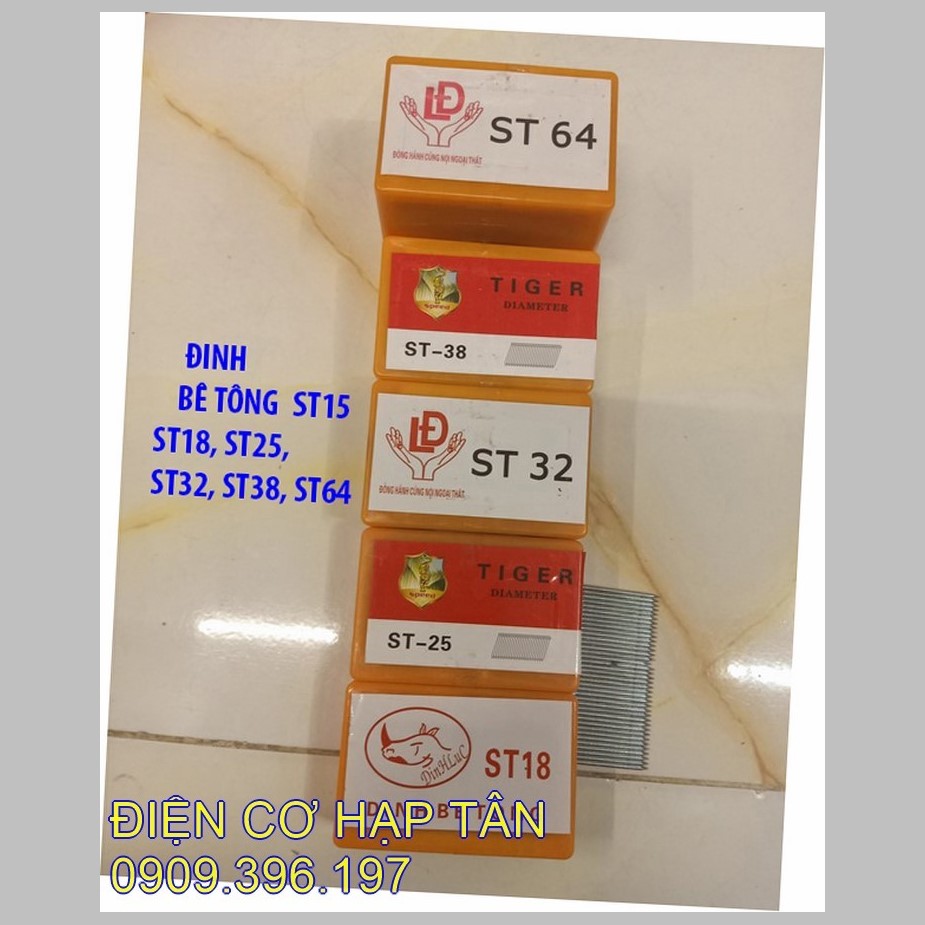 Đinh bê tông st15, st18, st25, st32 , st38, st45, st50, st64 đinh bắn bê tông st18 đến st64