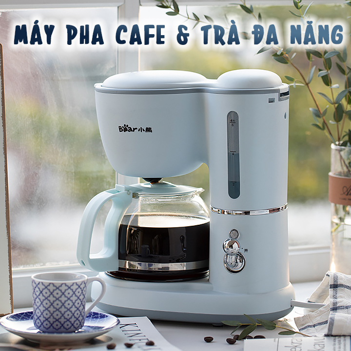 Máy pha cafe tự động Bear bản mới - Máy pha trà - Model KFJ-A06K1 chính hãng - Máy pha coffee mini siêu xinh - Máy pha café