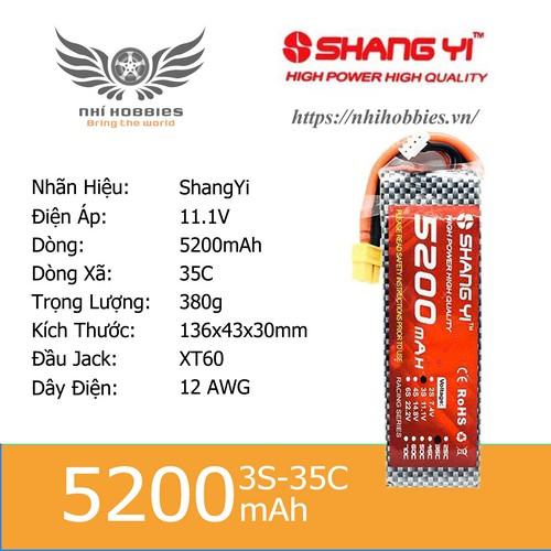 Pin lipo shangyi 11.1v 3s 5200mah 35c