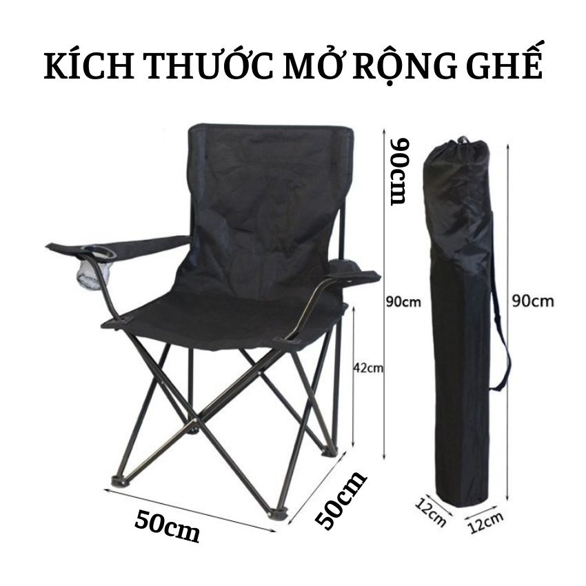 Ghế dã ngoại gấp gọn TAY VỊN siêu nhẹ cạnh hông ghế có túi đựng đồ chịu