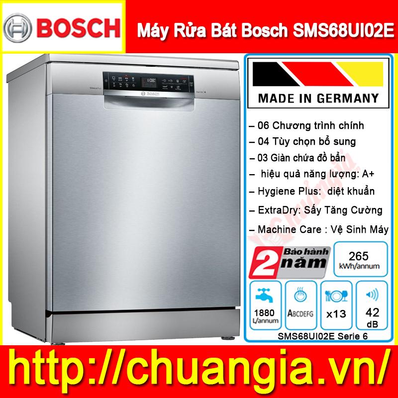 Máy Rửa Bát Bosch SMS68UI02E, Máy Rửa Bát Độc Lập, Máy rửa Bát Nhập Khẩu, Máy Rửa bát