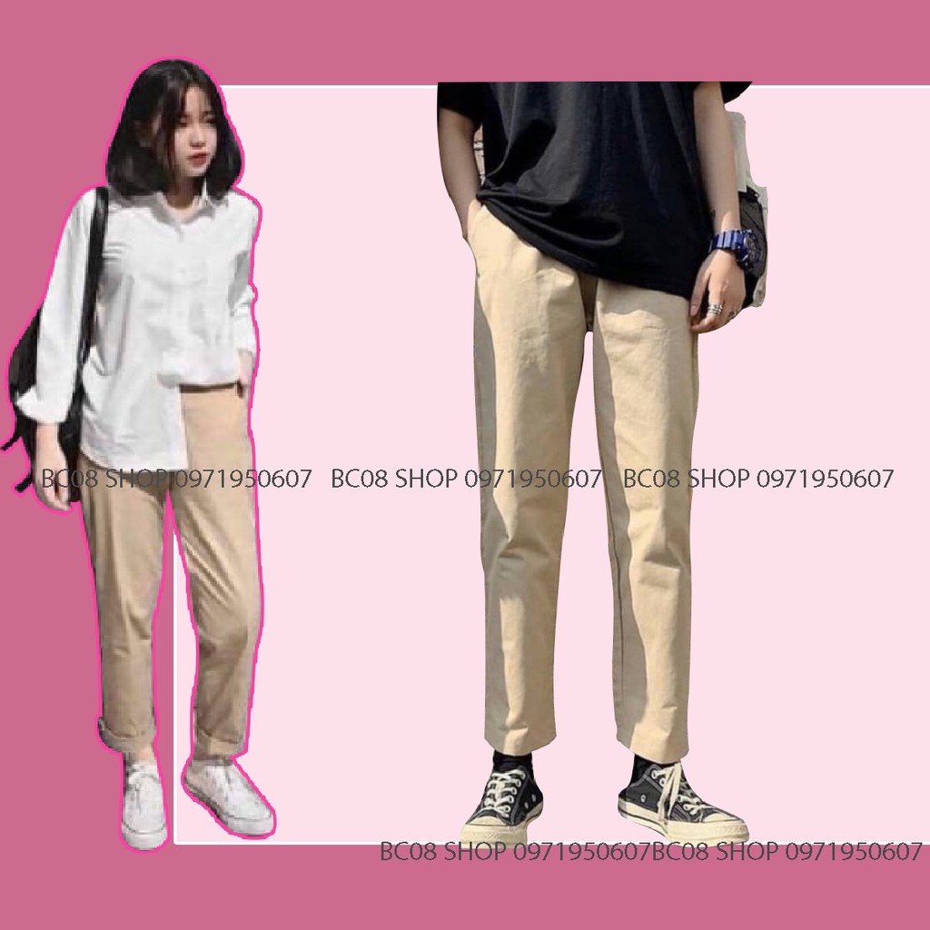 Quần kaki pants ống suông basic 2 màu đen tan unisex bc072