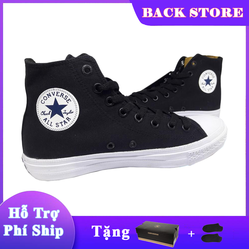 Giày thể thao thời trang nam, nữ Converse Chuck 2 cổ cao màu đen [ Tặng box + vớ ]