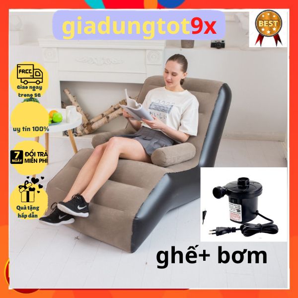 Ghế Hơi, Ghế Hơi Tựa Lưng 2 Tư Thế Nằm-Ngồi kiểu dáng hàn quốc, ghế đệm hơi