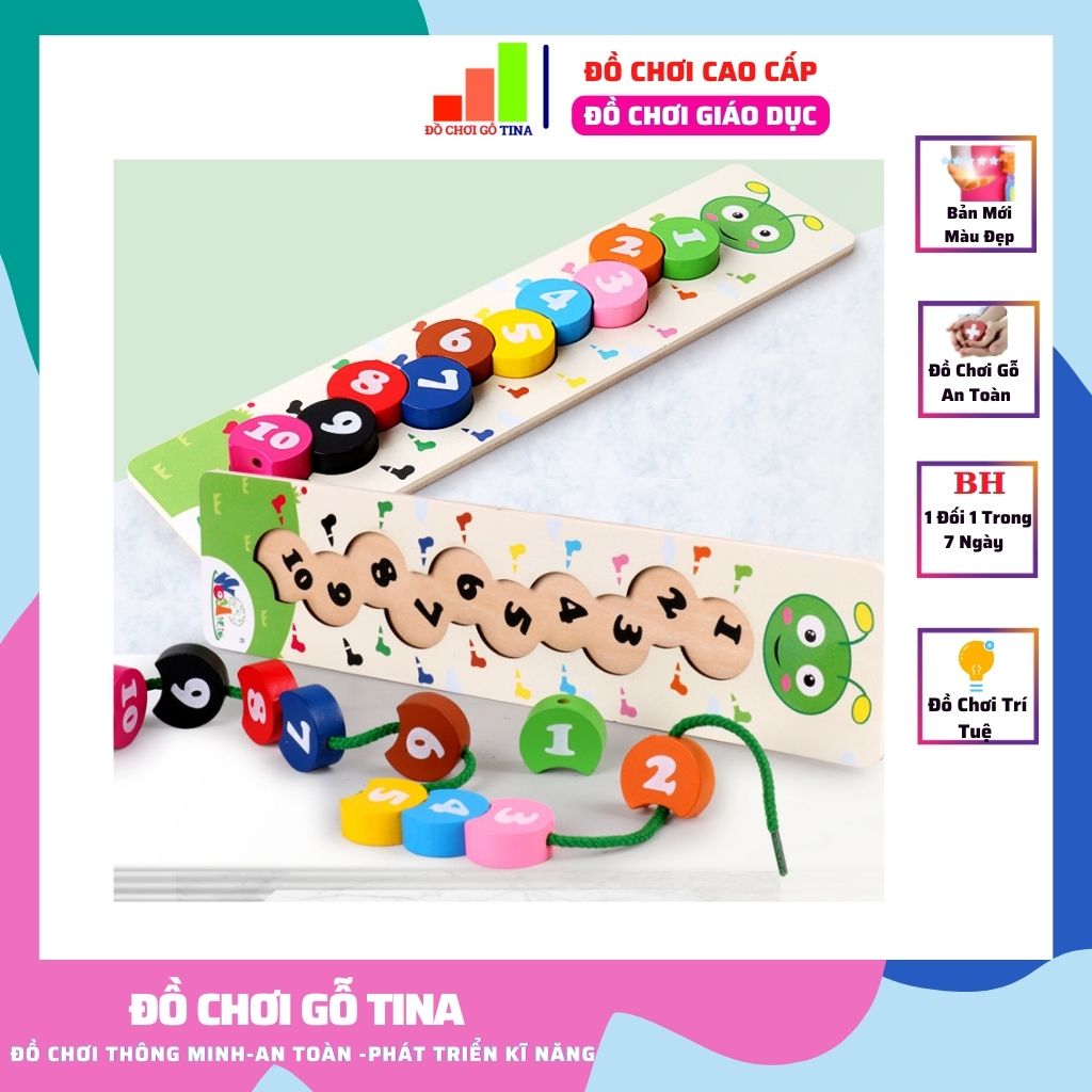Đồ Chơi Gỗ Montessori Học Toán Học Số Luồn Dây  Đồ Chơi TINA An Toàn Cao Cấp  Rèn Luyện Tính Kiên Trì Phát Triển Kĩ Năng Tư Duy Cho Bé