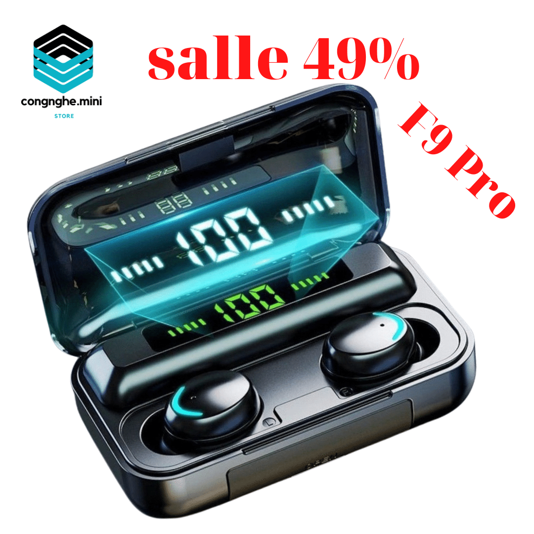 Tai nghe bluetooth AMOI F9 TWS 5.0 bản QUỐC TẾ không dây cảm ứng chống ồn chống nước IPX5, tích hợp sạc dự phòng 2500mAh