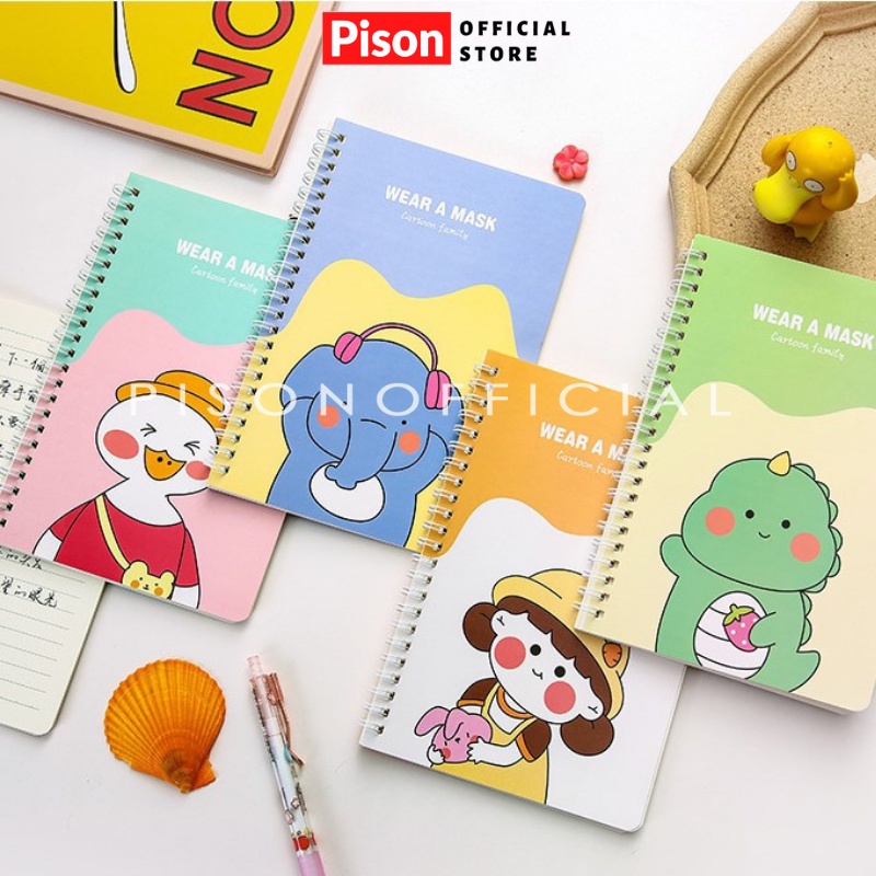 Sổ lò xo Pison dễ thương khổ A5 120 trang ghi chép tiện dụng