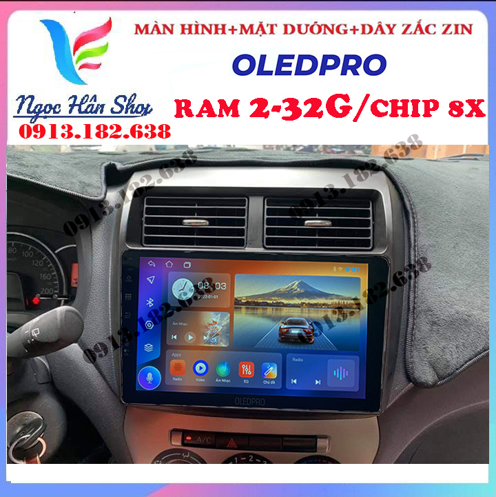[Hỗ trợ lắp đặt Hà Nội] Màn hình kết nối wifi OLEDPRO Android 10. lắp xe TOYOTA WIGO, kính cường lực 2.5D, điều khiển vô lăng, nghe nhạc, xem phim, đa dạng