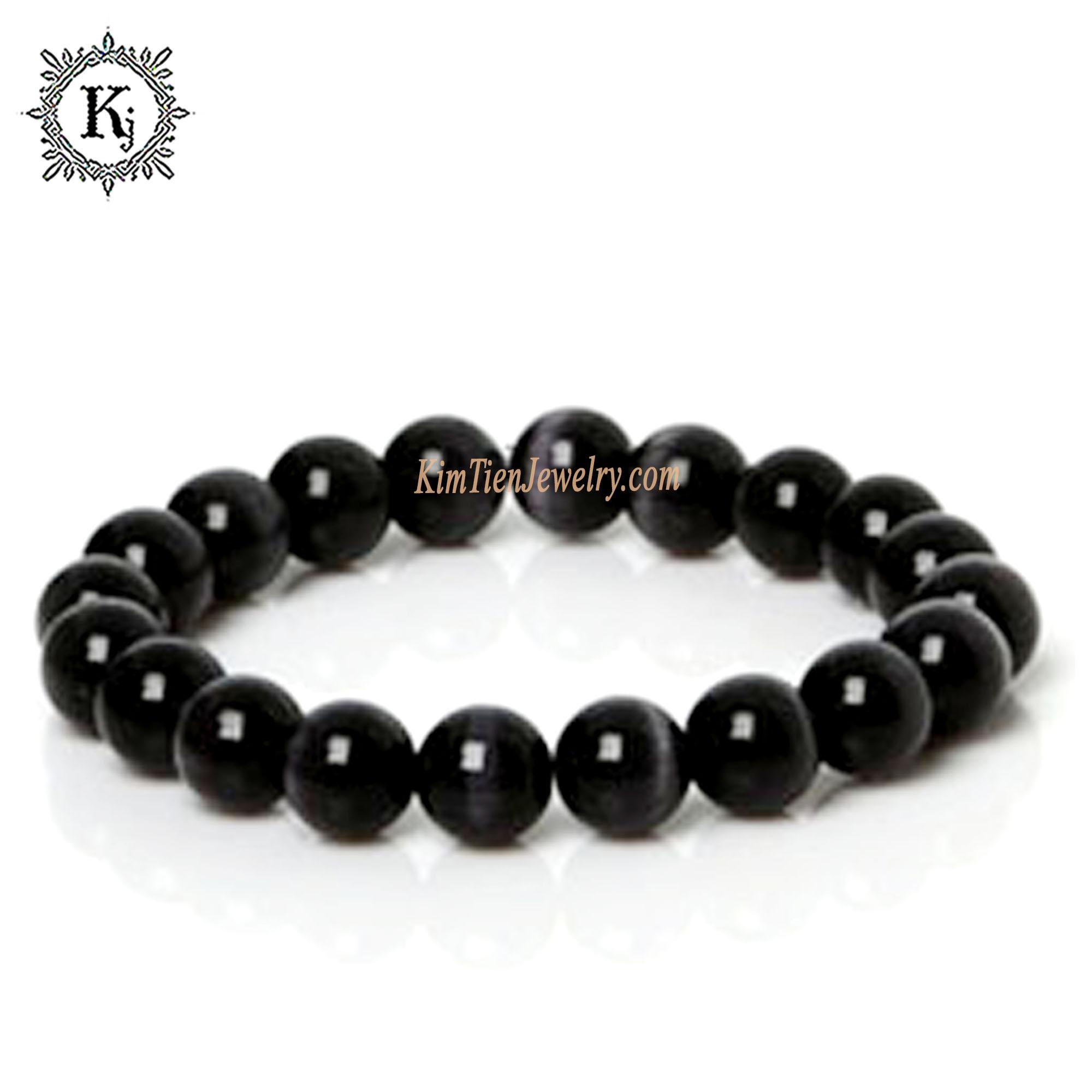 Vòng Tay Phong Thủy Mắt Mèo Đen  - Hợp Mệnh Thủy , Mộc  - Khơi Nguồn Sáng Tạo - Mọi Việc Như Ý - Tặng Kèm  Dây , Đá