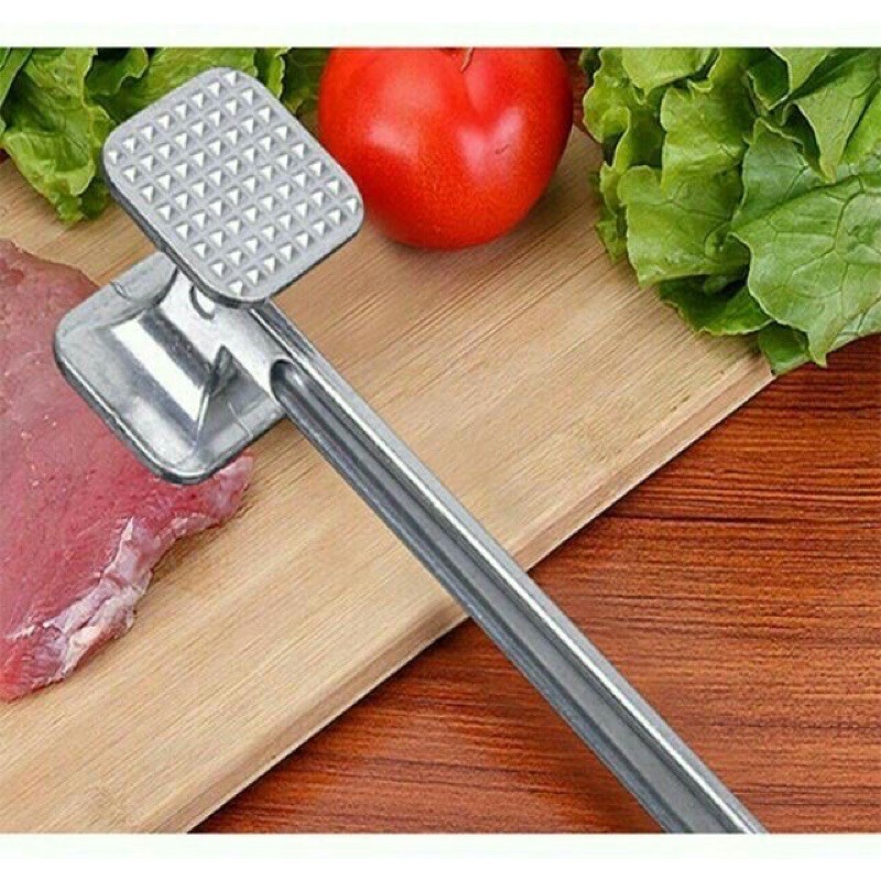 Búa gang đâm dập thịt, đập tỏi màu bạc, dụng cụ xăm dằm làm mềm thịt bò, thịt lợn thông minh, tiện dụng