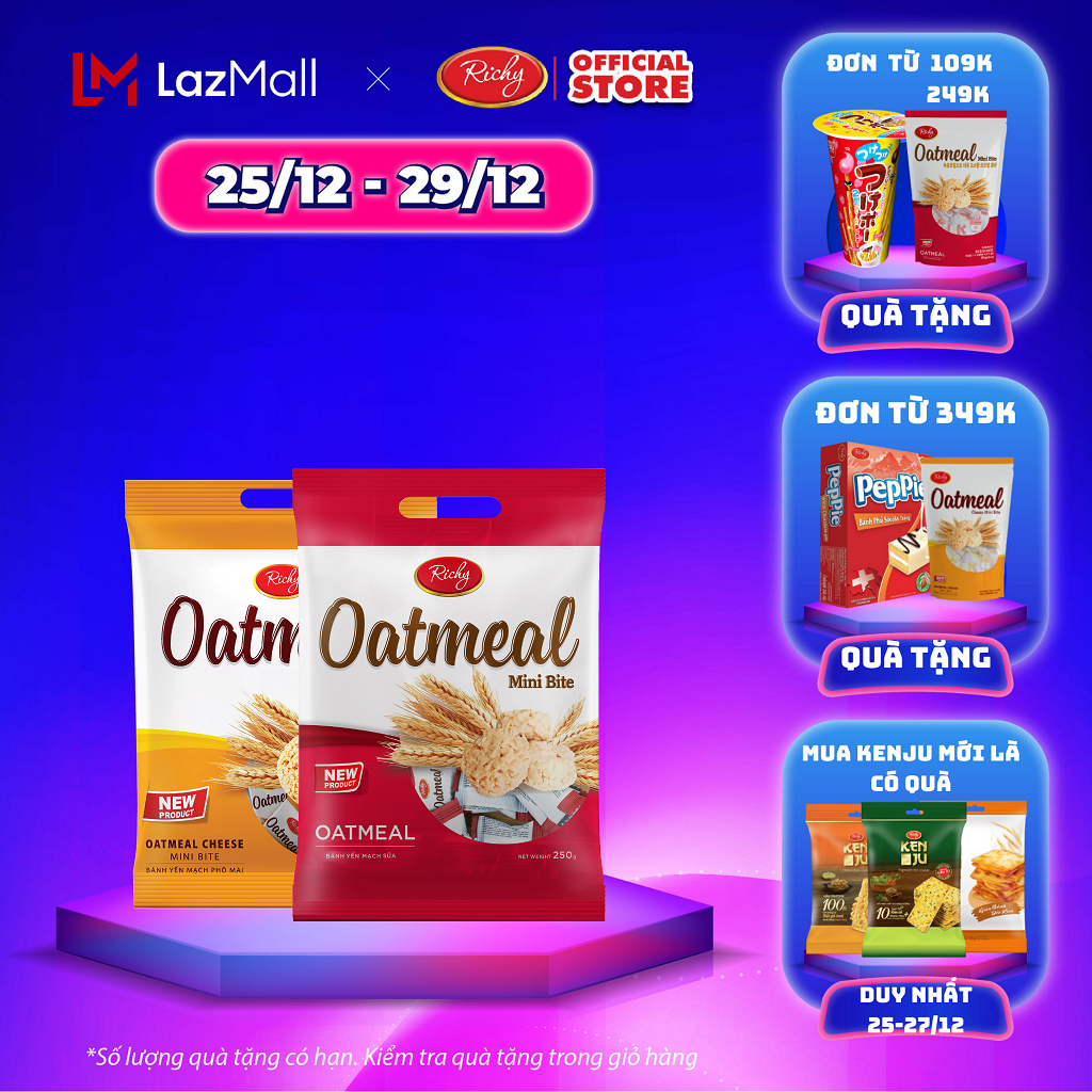 [SALE CUỐI NĂM 25-29/12] [HOT - Giá TỐT] Combo Bánh yến mạch Richy - 2 vị