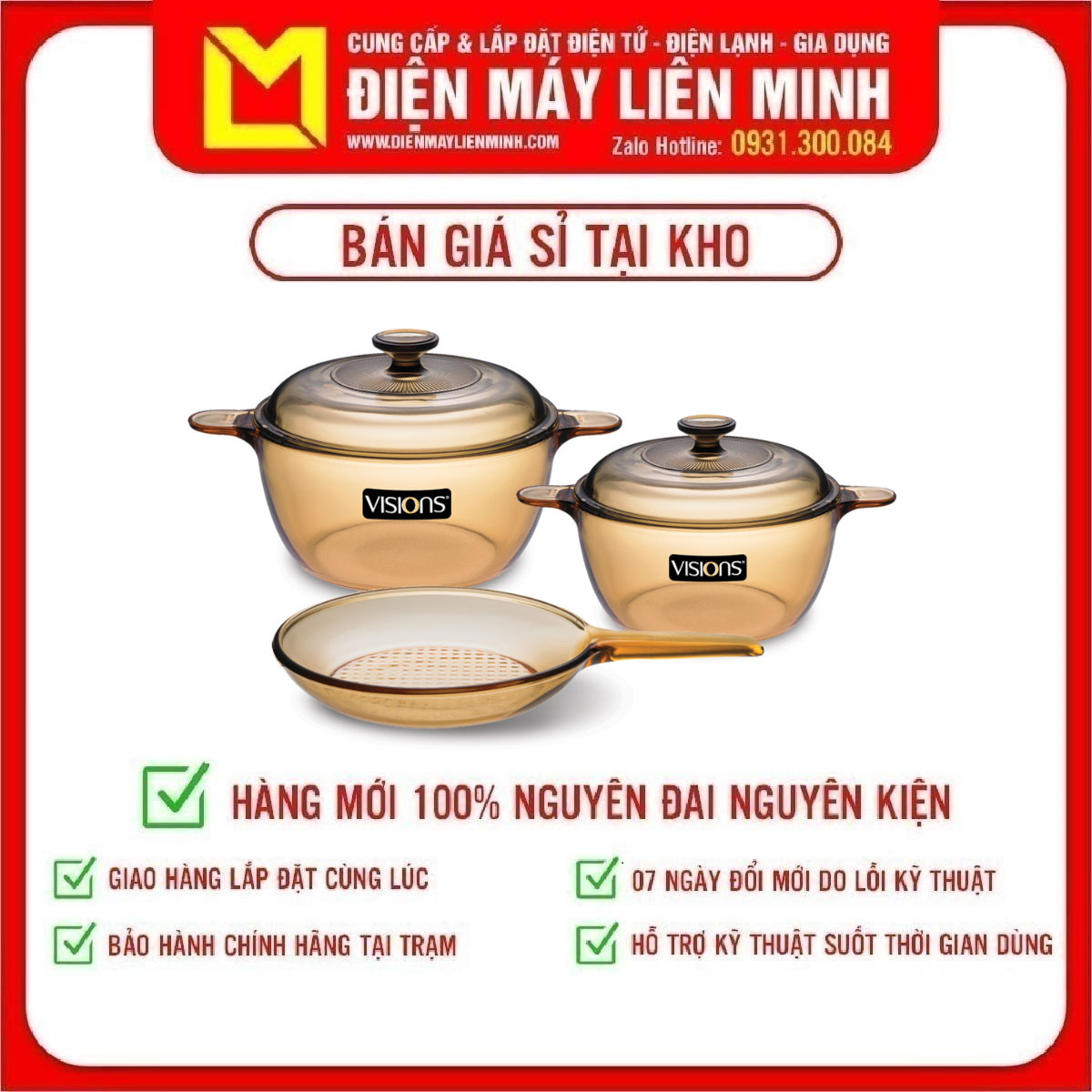 Bộ 3 nồi thuỷ tinh visions vs-350/cl1 - giao toàn quốc