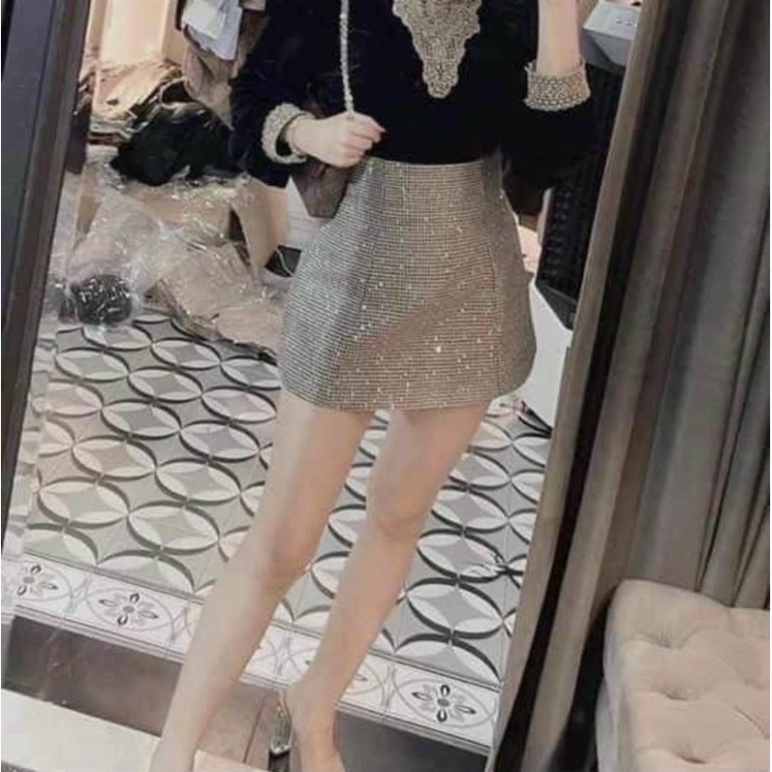 Chân Váy Kim Sa biing bing Có lót quầnVáy lấp lánhChân váy ngắn Size S  M L XL  Shopee Việt Nam